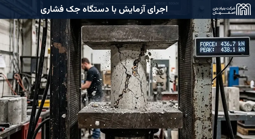 اجرای آزمایش با دستگاه جک فشاری