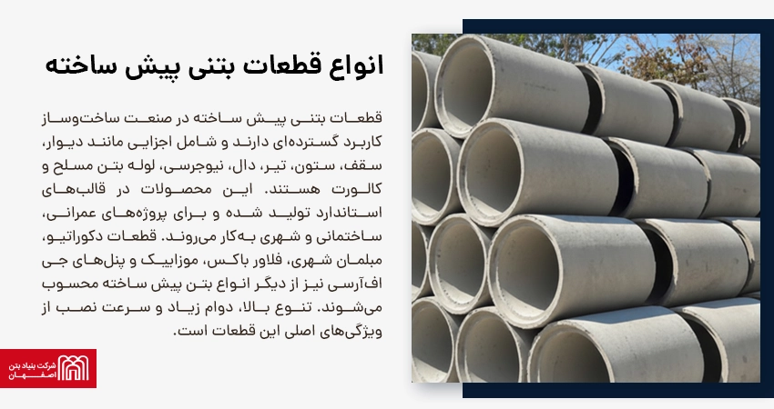 معرفی انواع قطعات بتنی پیش ساخته